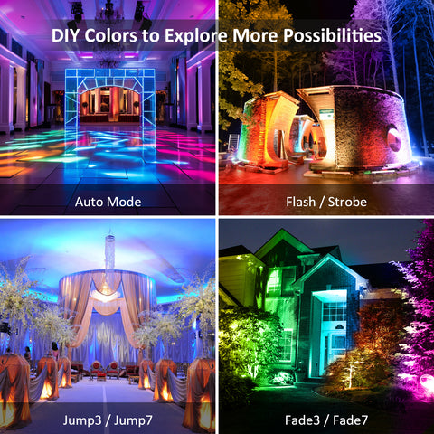Ustellar 2 Pack 25W RGB LED Color Changing Flood Lights 250W Equiv. Indoor Outdoor Colored Floodlight Remote IP66 Waterproof Spot Light Outside Tree Wall Wash Light for Halloween Party Landscape Stage