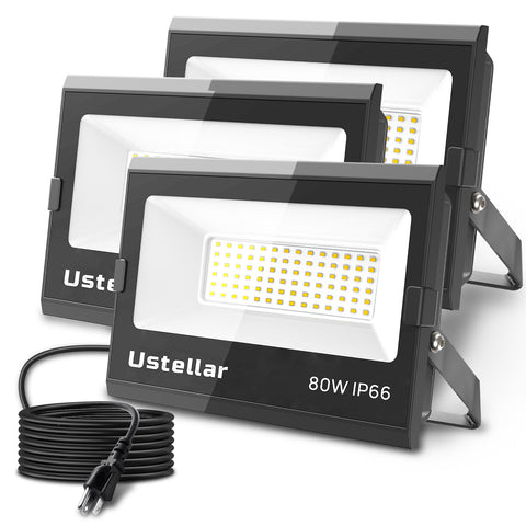 80W 3 Pack 5000K Daylight White Flood Light