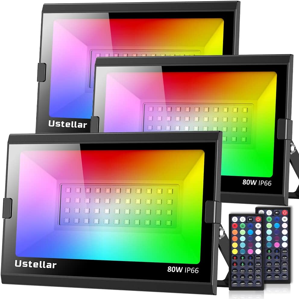 80W RGB Flood Light 3-Pack