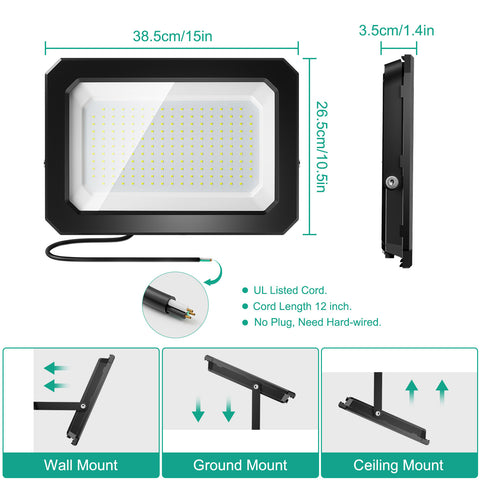 Ustellar 2 Pack 200W LED Flood Lights