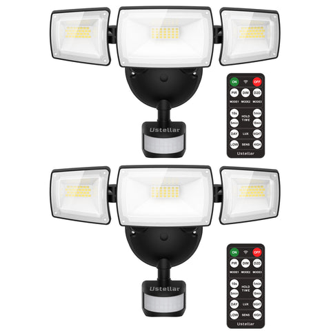 Ustellar 55W 5500LM Remote Security Light 5000K Daylight 2-Pack