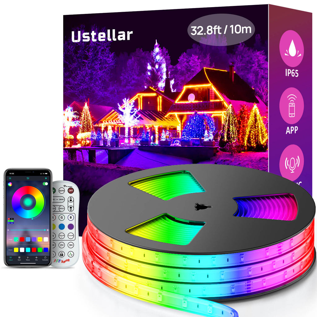 RGB Color Changing LED Light Strips - App Control - Waterproof - Plug and Play - Included Remote - 10M