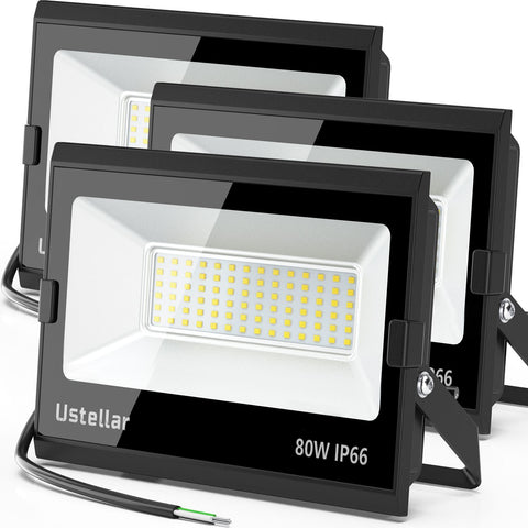 80W 3 Pack 5000K Daylight White Flood Light